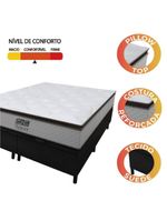 Cama Box Baú Queen Colchão Molas Pocket Ensacadas Tower 158x198x75cm Branco-preto Gazin Branc-marr