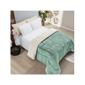 Coberdrom Sherpa E Flannel Everest Queen Manta Alta 150g 01 Peça - Alecrim