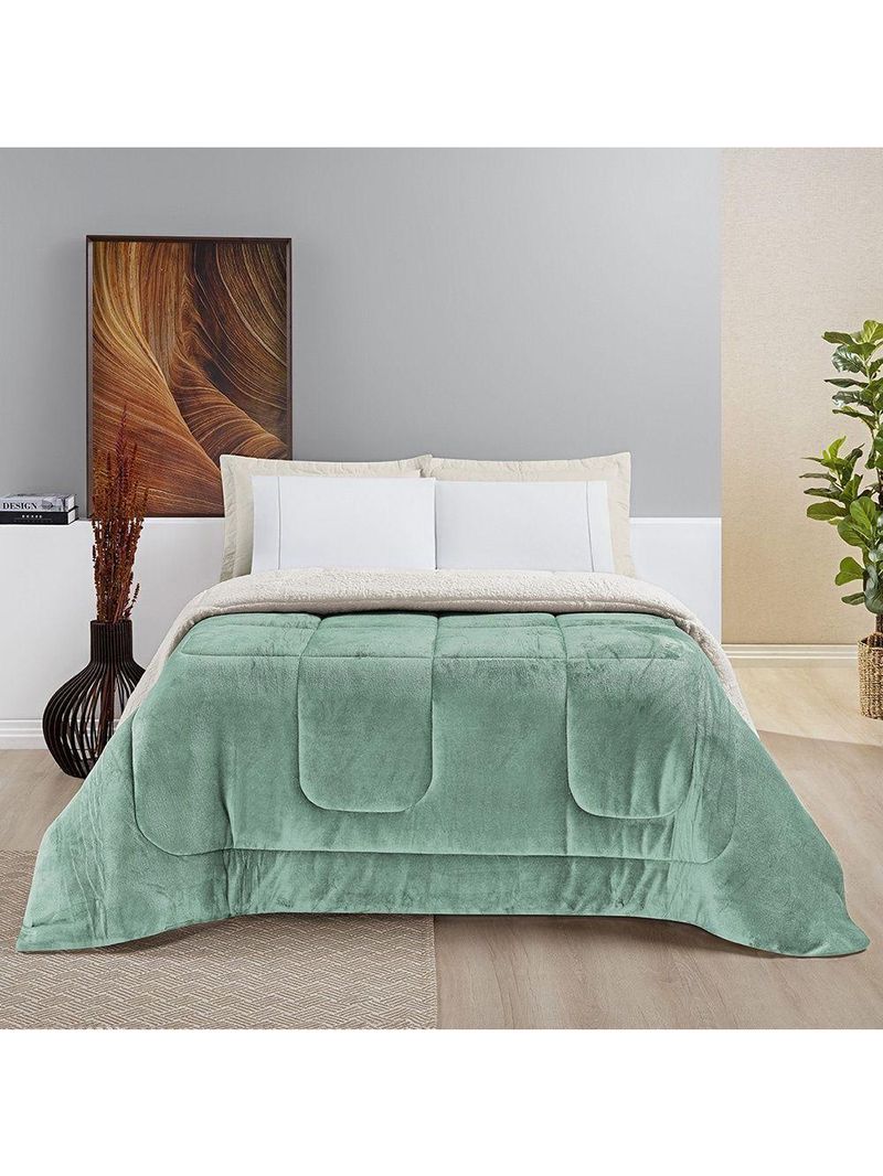 Coberdrom Sherpa E Flannel Everest Queen Manta Alta 150g 01 Peça - Alecrim