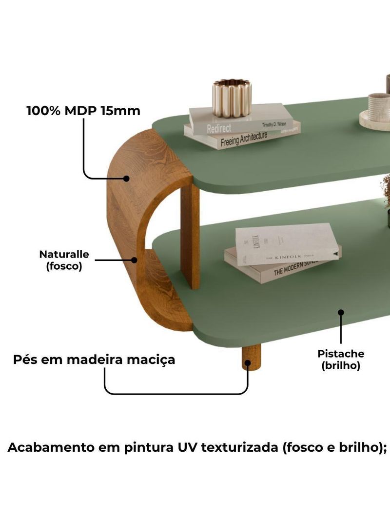 Mesa de Centro Orgânica Floripa 92cm Bechara Pistache/Naturalle