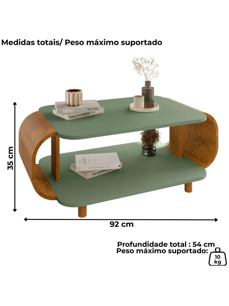 Mesa de Centro Orgânica Floripa 92cm Bechara Pistache/Naturalle