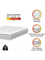 Colchão Casal King Molas Ensacadas Granville Com Pillow 193x203x28cm Branco Probel Branco