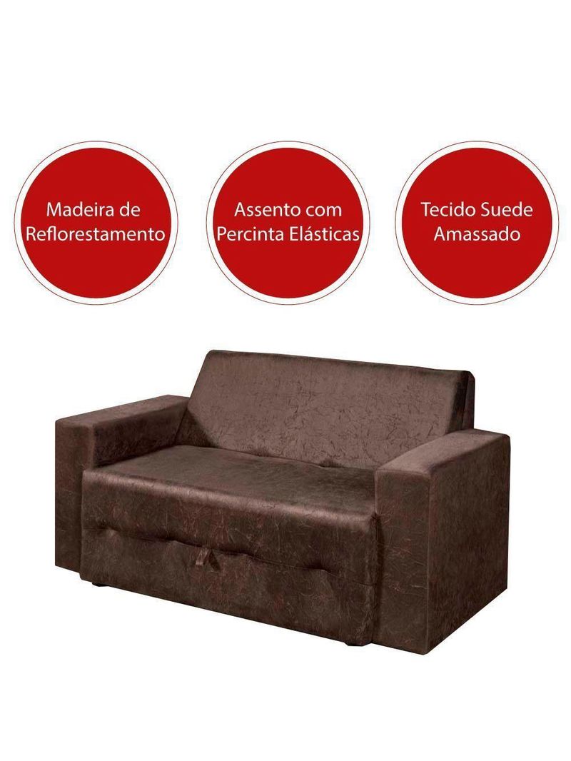 Sofá-cama Pratik 5000 Mamflex Marrom Suede Amassado Marrom