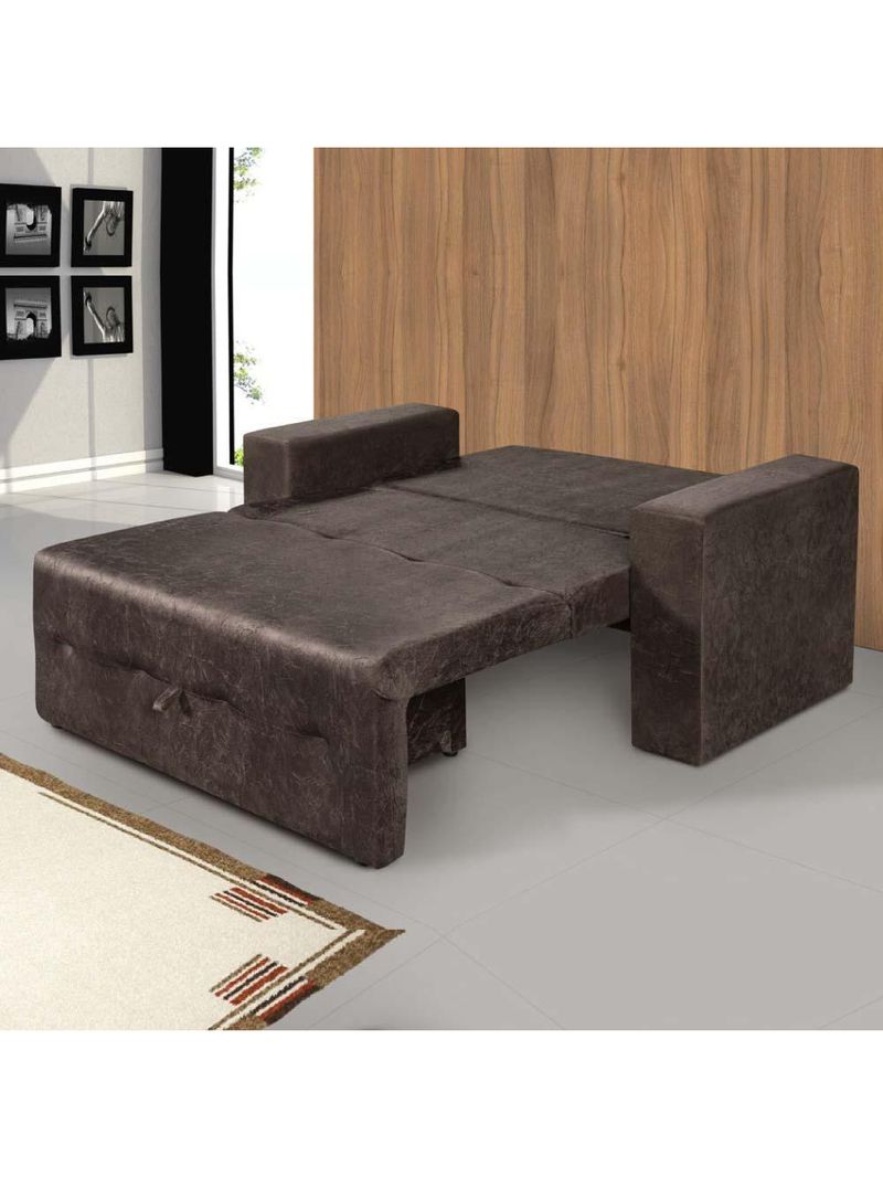 Sofá-cama Pratik 5000 Mamflex Marrom Suede Amassado Marrom