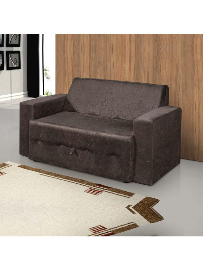 Sofá-cama Pratik 5000 Mamflex Marrom Suede Amassado Marrom