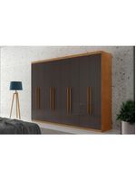 Guarda Roupa Casal Heros Com 8 Portas E 4 Gavetas Moderna Naturalle Grafite