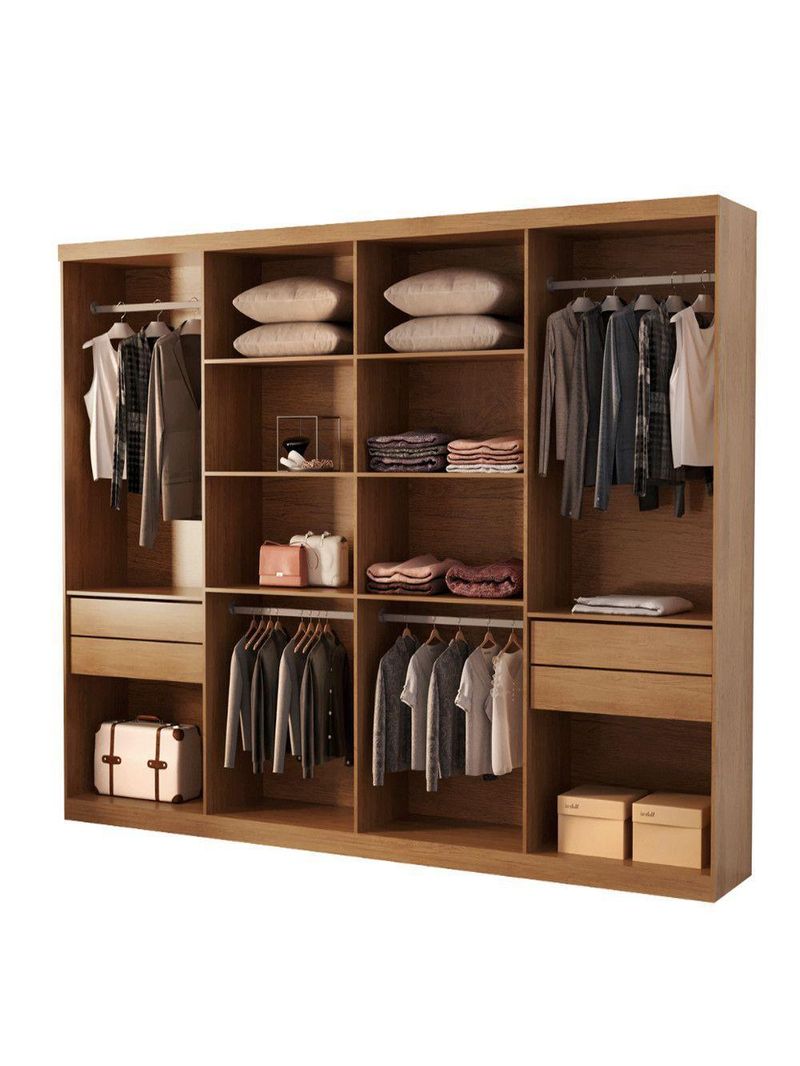 Guarda Roupa Casal Heros Com 8 Portas E 4 Gavetas Moderna Naturalle Grafite