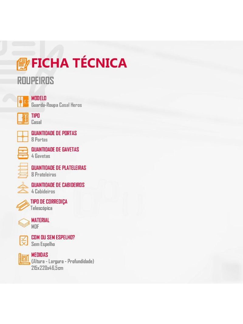 Guarda Roupa Casal Heros Com 8 Portas E 4 Gavetas Moderna Naturalle Grafite