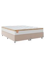 Cama Box Casal King Colchão Molas Ensacadas Real Branco/bege