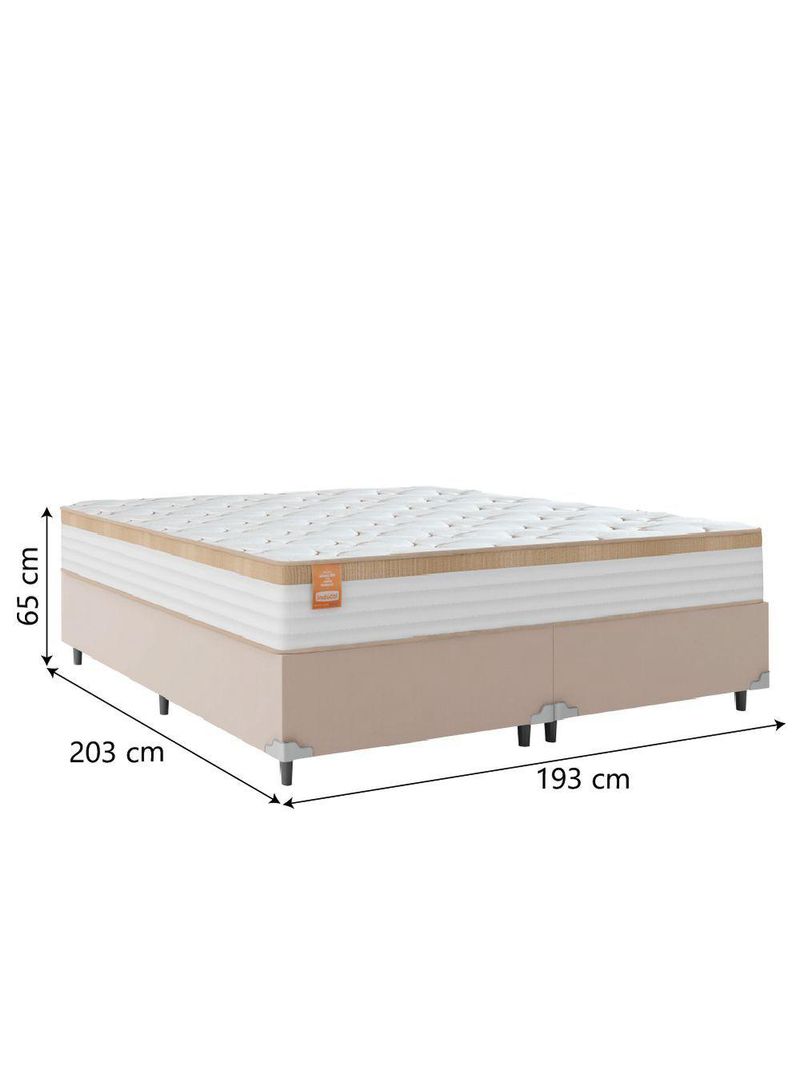 Cama Box Casal King Colchão Molas Ensacadas Real Branco/bege