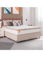 Cama Box Casal King Colchão Molas Ensacadas Real Branco/bege
