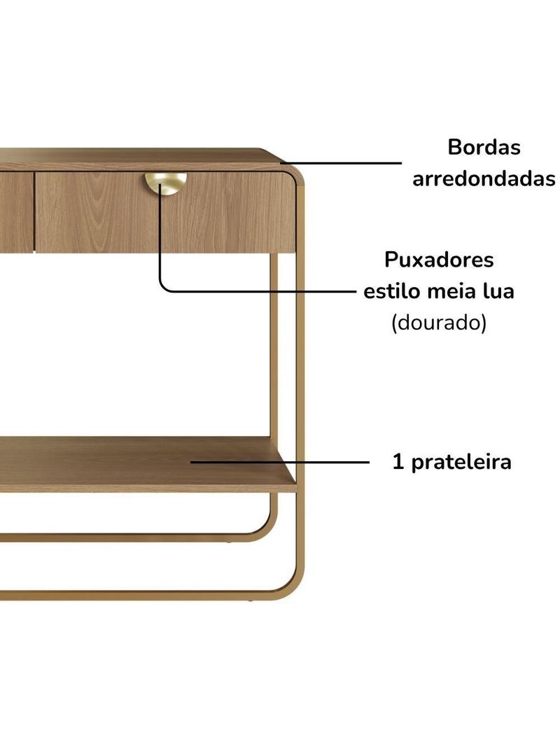Aparador Orgânico 2 Gavetas 100cm 28066 Artesano Hanover Dourado