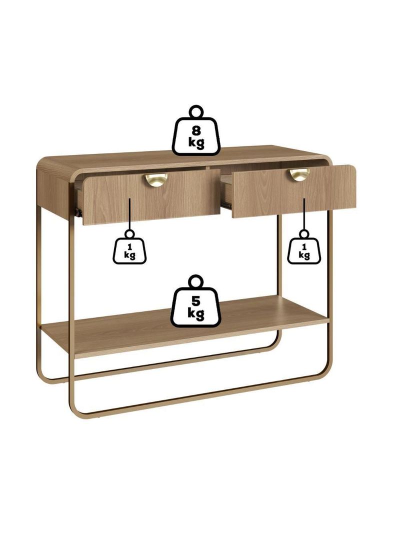 Aparador Orgânico 2 Gavetas 100cm 28066 Artesano Hanover Dourado