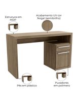 Mesa Escrivaninha com Gaveteiro Urban 120cm S970 Kappesberg - Nogal
