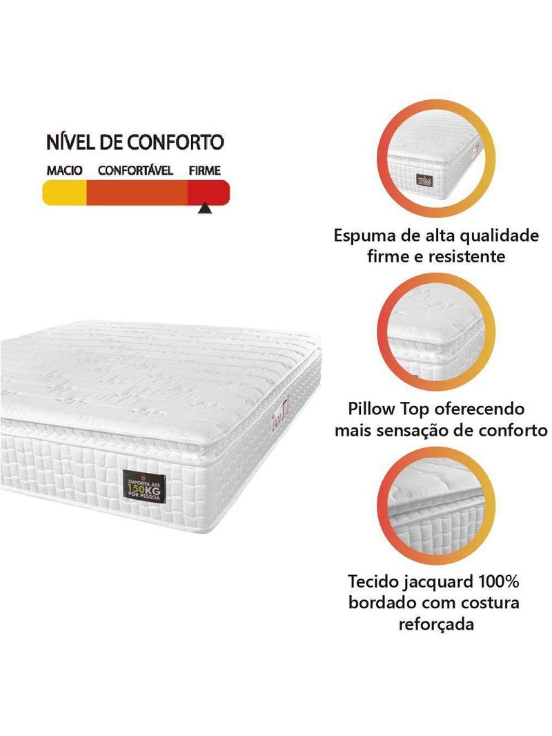 Colchão Casal Espuma D45 Lazio Pillow Top 138x188cm