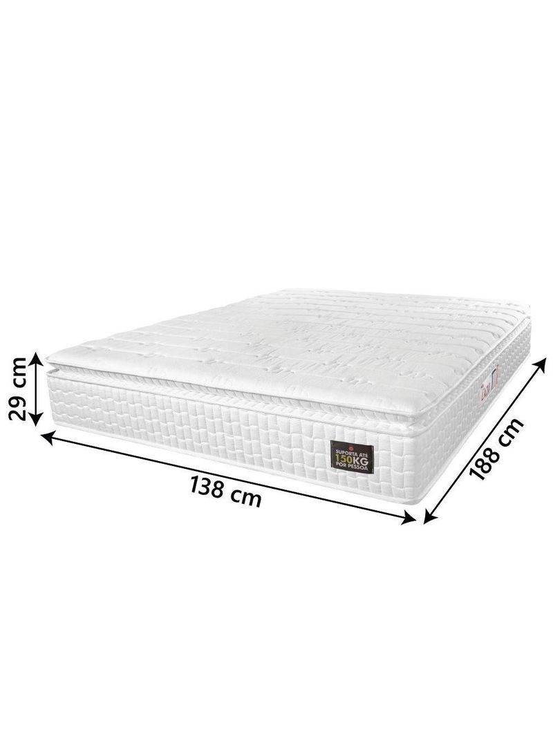 Colchão Casal Espuma D45 Lazio Pillow Top 138x188cm