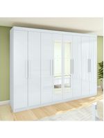 Guarda-roupa Casal Easy Slim 8 Portas Com Espelho Branco