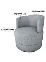 Poltrona Base Giratória Marselha Linho Vancouver Milani Store Cinza