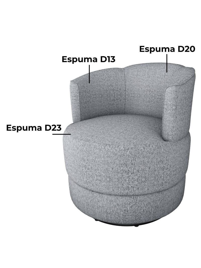 Poltrona Base Giratória Marselha Linho Vancouver Milani Store Cinza