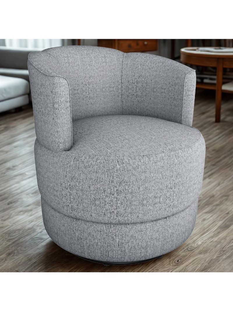 Poltrona Base Giratória Marselha Linho Vancouver Milani Store Cinza