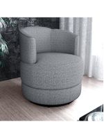 Poltrona Base Giratória Marselha Linho Vancouver Milani Store Cinza
