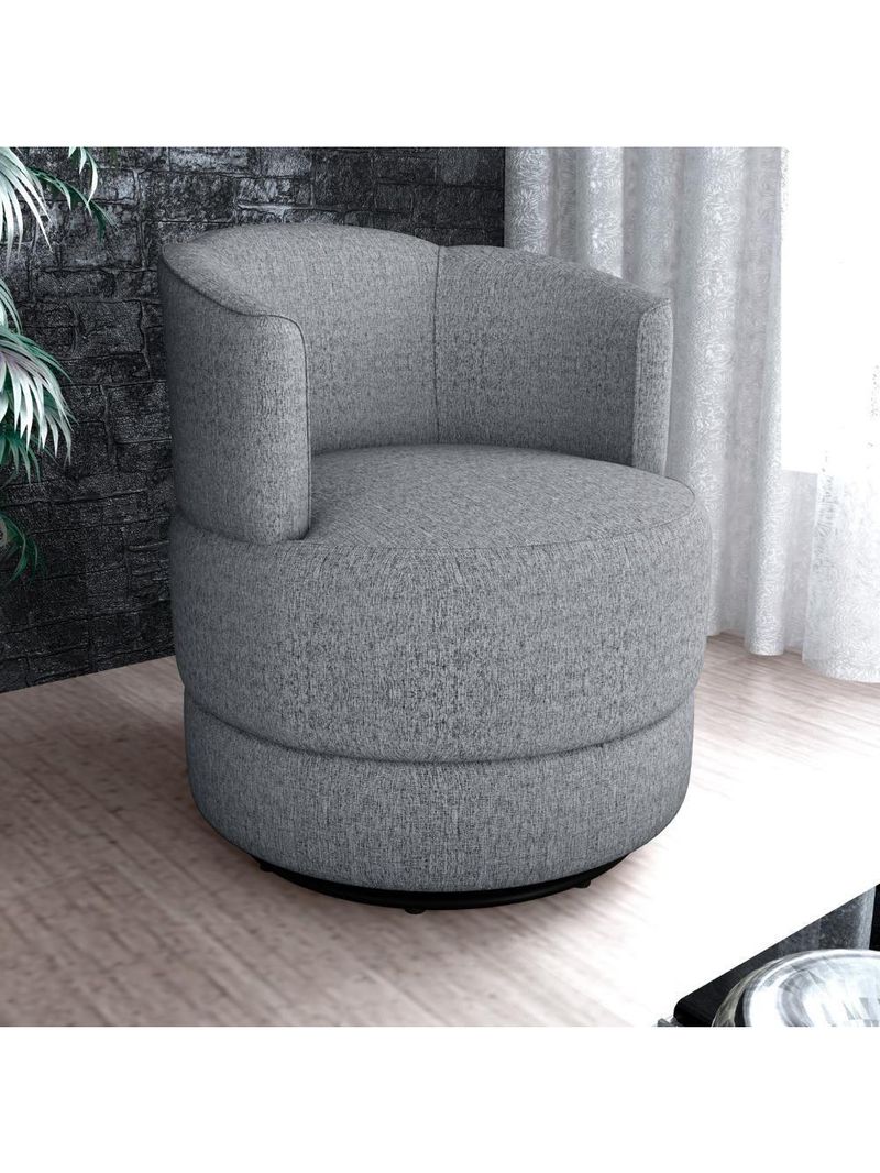 Poltrona Base Giratória Marselha Linho Vancouver Milani Store Cinza