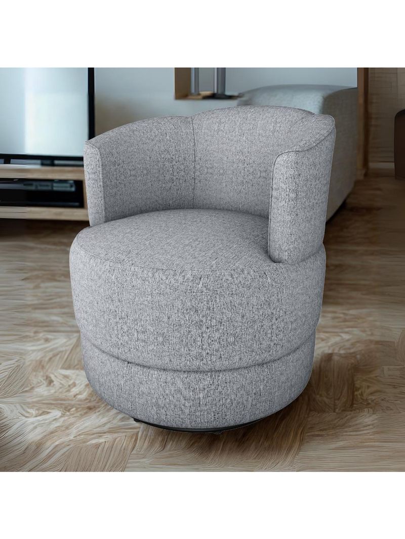 Poltrona Base Giratória Marselha Linho Vancouver Milani Store Cinza