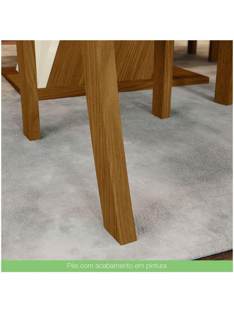Conjunto Sala de Jantar Mesa 160cm Tampo MDF 6 Cadeiras Lupita Casa 812 Nature com Off White e Linho
