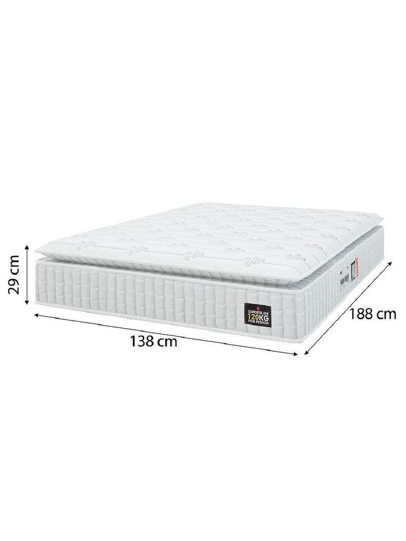 Cama Box Baú Colchão Casal Espuma D33 Vangogh Pillow Top 138x70cm Branco/cinza Hellen Branco