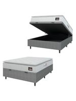 Cama Box Baú Colchão Casal Espuma D33 Vangogh Pillow Top 138x70cm Branco/cinza Hellen Branco