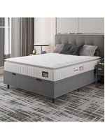 Cama Box Baú Colchão Casal Espuma D33 Vangogh Pillow Top 138x70cm Branco/cinza Hellen Branco