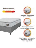 Cama Box Baú Colchão Casal Espuma D33 Vangogh Pillow Top 138x70cm Branco/cinza Hellen Branco