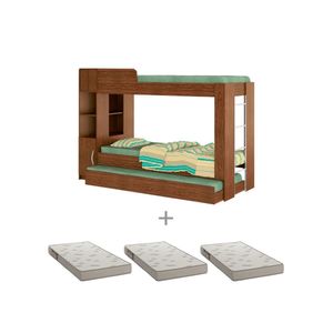 Beliche Cama Auxiliar com 3 Colchões Ditália Treliche 15cm