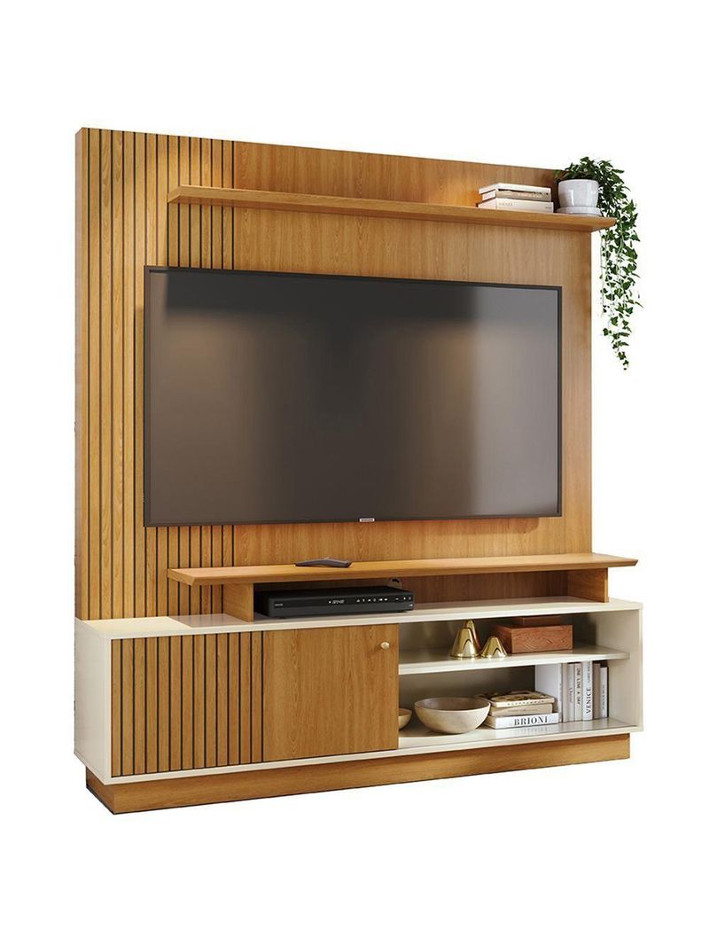 Estante Home TV 75" Polegadas 160cm 1 Porta Ares Madetec Cinamomo/Off White