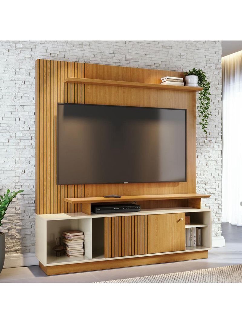 Estante Home TV 75" Polegadas 160cm 1 Porta Ares Madetec Cinamomo/Off White