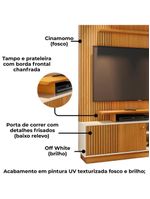 Estante Home TV 75" Polegadas 160cm 1 Porta Ares Madetec Cinamomo/Off White