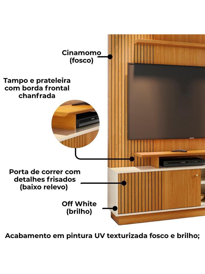 Estante Home TV 75" Polegadas 160cm 1 Porta Ares Madetec Cinamomo/Off White