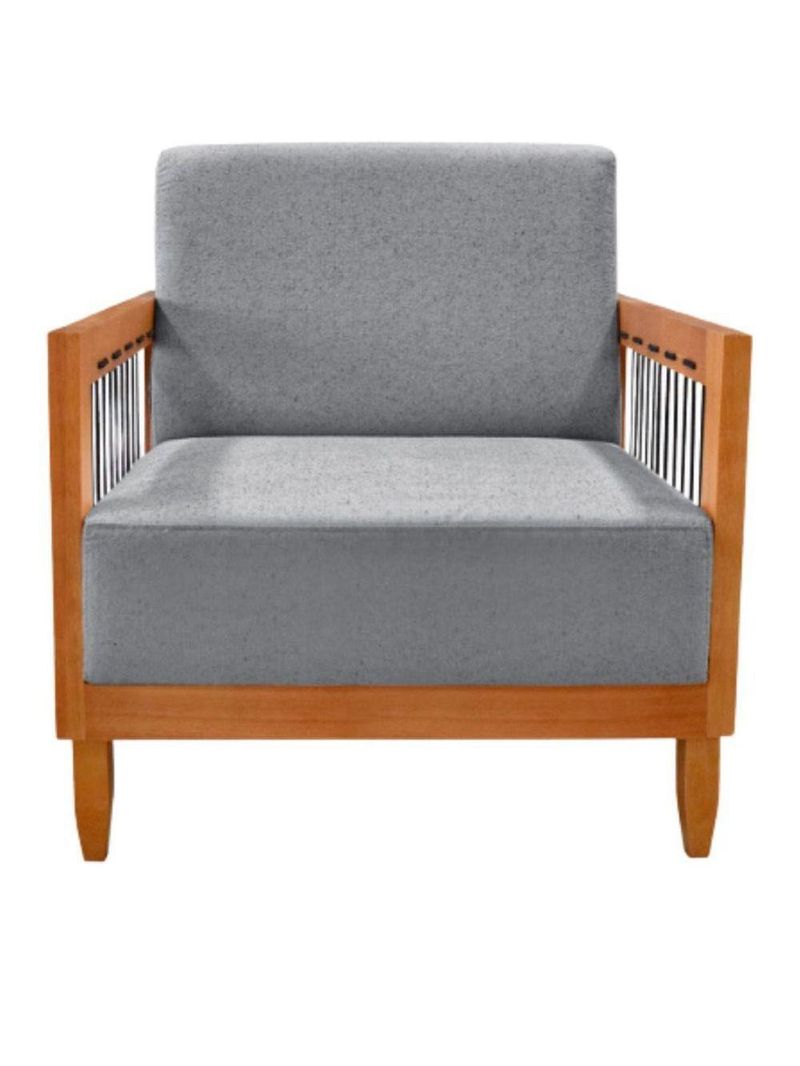 Poltrona Decorativa Lorena – Sala de Estar, Recepção, Escritório | Linho Cinza