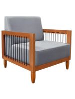 Poltrona Decorativa Lorena – Sala de Estar, Recepção, Escritório | Linho Cinza