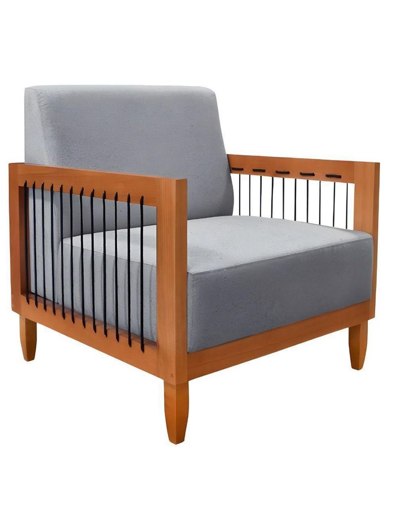 Poltrona Decorativa Lorena – Sala de Estar, Recepção, Escritório | Linho Cinza