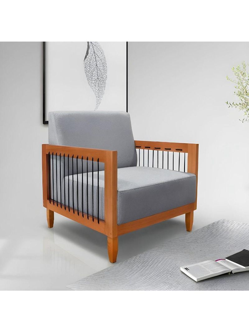 Poltrona Decorativa Lorena – Sala de Estar, Recepção, Escritório | Linho Cinza