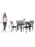Conjunto Mesa Itália 6 Cadeiras 1,40m Preto/Floral Granito