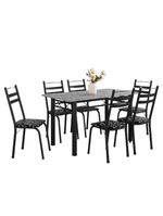 Conjunto Mesa Itália 6 Cadeiras 1,40m Preto/Floral Granito