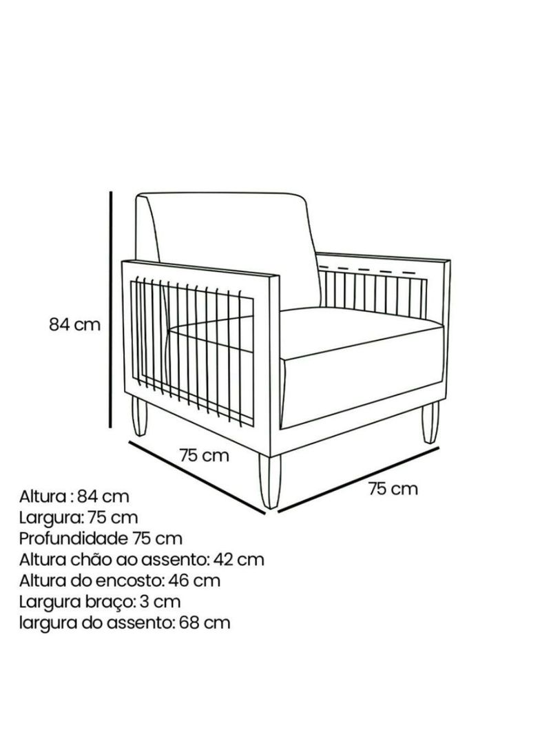 Poltrona Decorativa Lorena – Sala de Estar, Recepção, Escritório | Linho Cinza