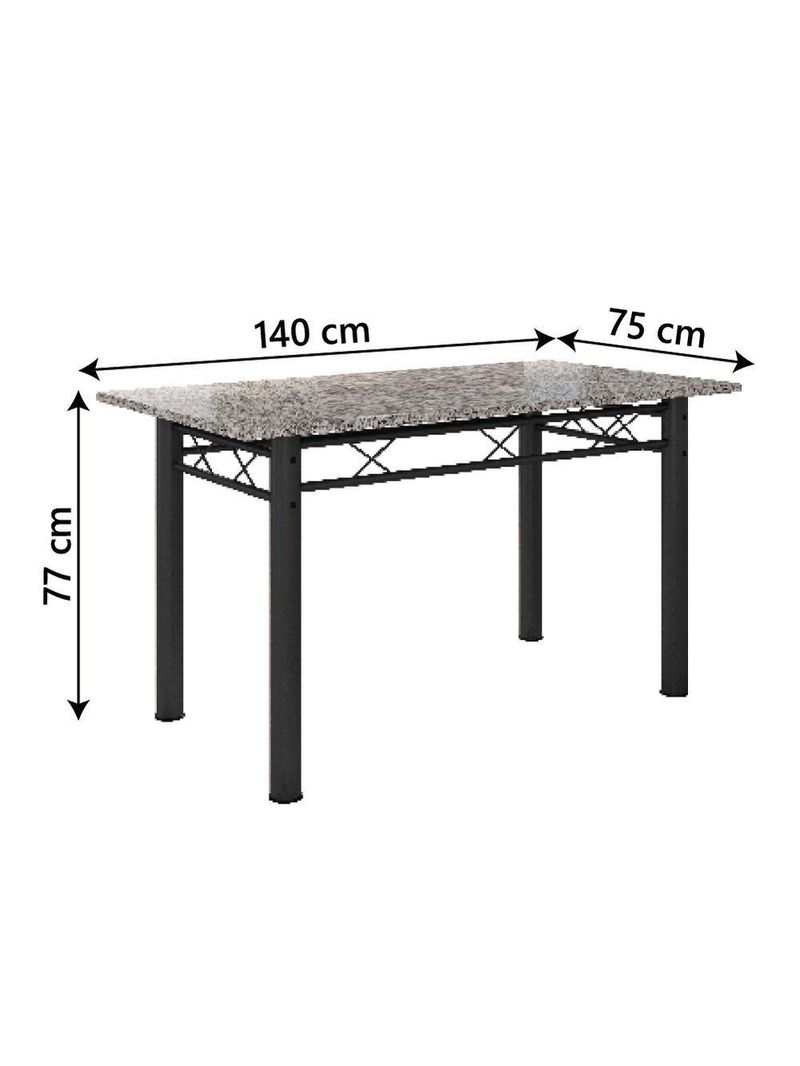 Conjunto Mesa Itália 6 Cadeiras 1,40m Preto/Floral Granito