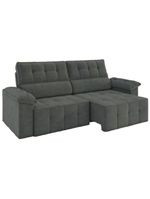 Sofá Retrátil e Reclinável 3 Lugares 2,20m Veludo Santorini Cinza Luizzi