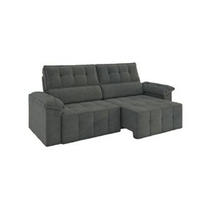 Sofá Retrátil e Reclinável 3 Lugares 2,20m Veludo Santorini Cinza Luizzi