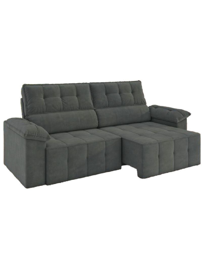 Sofá Retrátil e Reclinável 3 Lugares 2,20m Veludo Santorini Cinza Luizzi