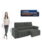 Sofá Retrátil e Reclinável 3 Lugares 2,20m Veludo Santorini Cinza Luizzi