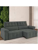 Sofá Retrátil e Reclinável 3 Lugares 2,20m Veludo Santorini Cinza Luizzi